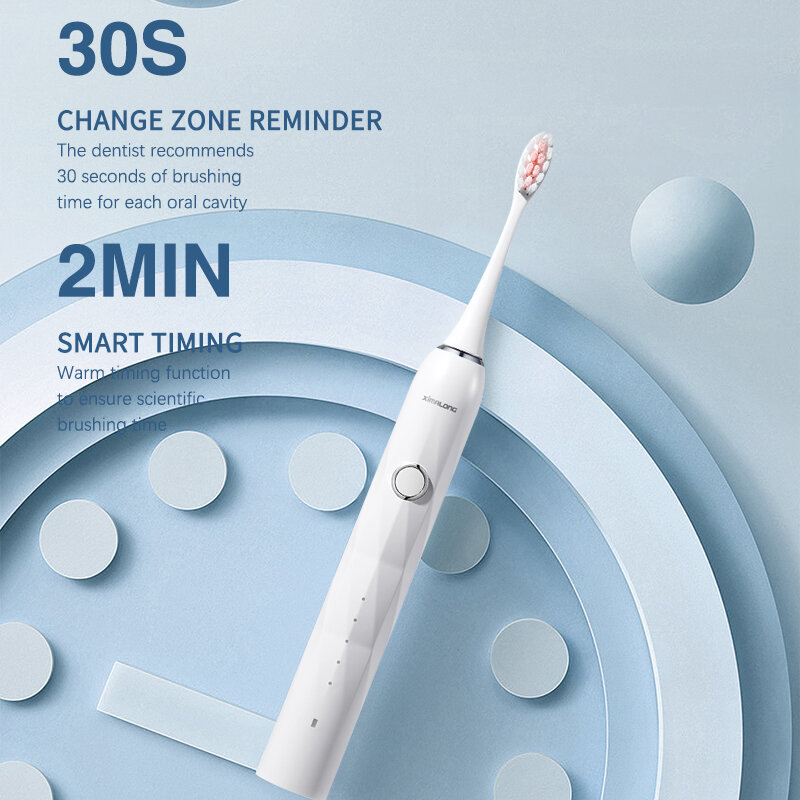 Boyakang Ultrasonic Electric Toothbrush 5 Cleaning Modes Intelligent Reminder IPX7 Waterproof Dupont Bristles USB Charger BYK19