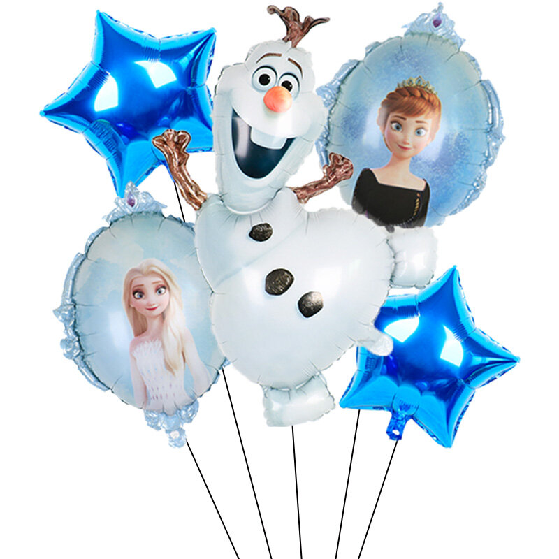 1set Disney Olaf Cartoon Elsa Anna Snow Queen Princess Foil Balloons Air Inflatable Globo Baby Shower Birthday Party Decorations