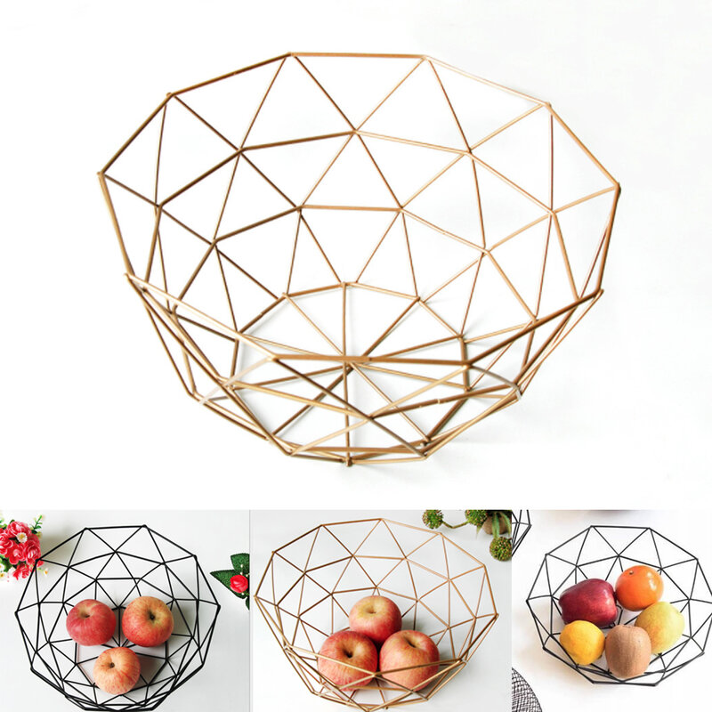 Nordic Iron Art Fruit Basket Snacks Storage Bowl Living Room Household Metal Wire Basket Table Storage Kitchen Drain Rack