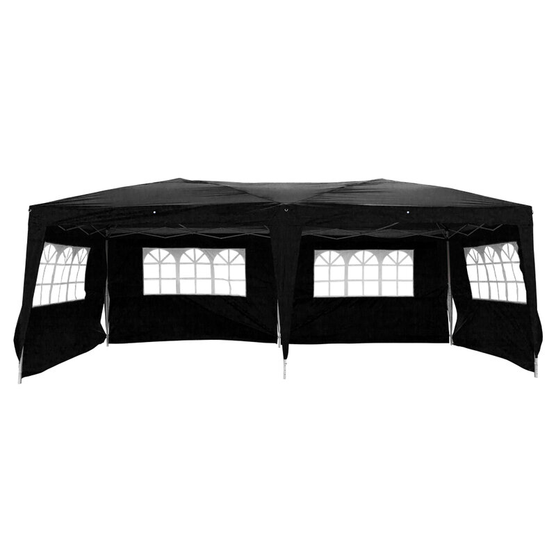 [US Warehouse] 3x6m четыре окна, практичная Водонепроницаемая складная палатка черного цвета