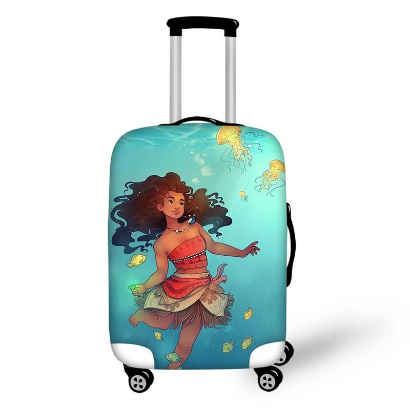 HaoYun-housse de bagages de voyage Moana Vaiana, housse de protection élastique, étanche à la poussière et à l'eau, motif princesse, couvercle de valise dessins animés