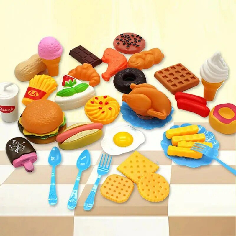 Juego de juegos de comida rápida de plástico RCtown Mini hamaca patatas fritas Hot Dog helado Cola juguete de comida para niños regalo para los niños