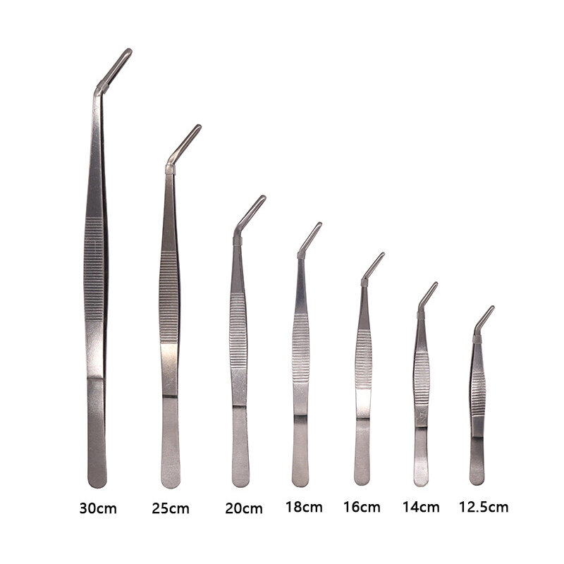 Stainless Steel 430 Anti-iodine Medical Tweezers Long Straight Forceps 12.5cm-30cm Straight Head Elbow Thicken Medical Tools