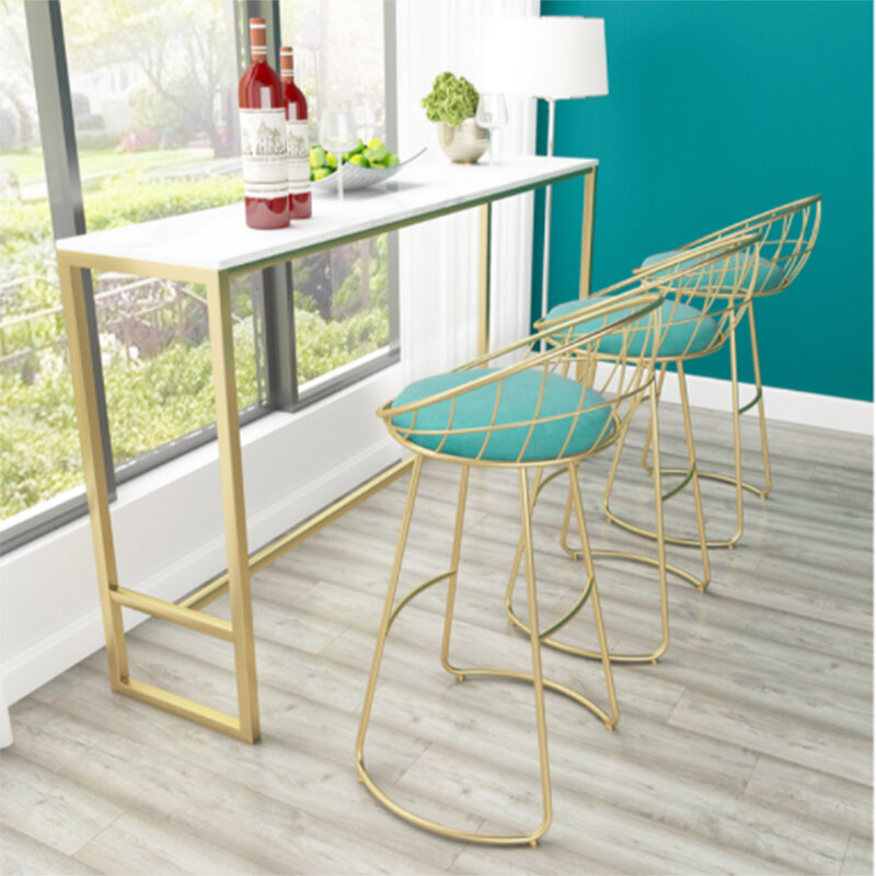 Modern bar chair home leisure high stools Nordic backrest bar furniture simple bedroom Wrought iron dressing Nail  chairs