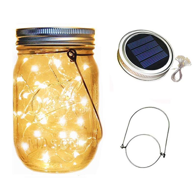 20 LEDs Fairy Light Solar For Jar Lid Insert Color Changing Garden Decor Christmas Lights Outdoor Wedding Decoration Lamp