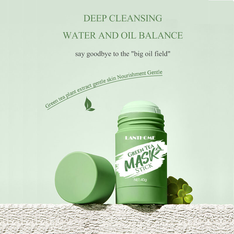 Green Tea Cleansing Purifying Clay Stick Mask Oil Control Anti-Acne มะเขือยาวลบ Blackhead Mud Mask TSLM1