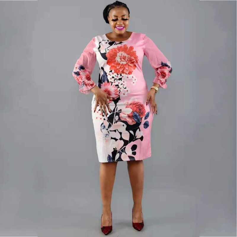 Vestidos africanos para as mulheres 4xl 5xl mais tamanho áfrica roupas flor dashiki senhoras roupas ancara escritório senhora vestido tamanho grande 6xl