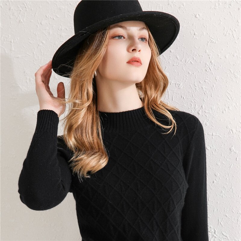2021 maglione di pura lana da donna collo alto dimagrante camicia a fondo sciolto maglione Pullover temperamento a maniche lunghe versione coreana