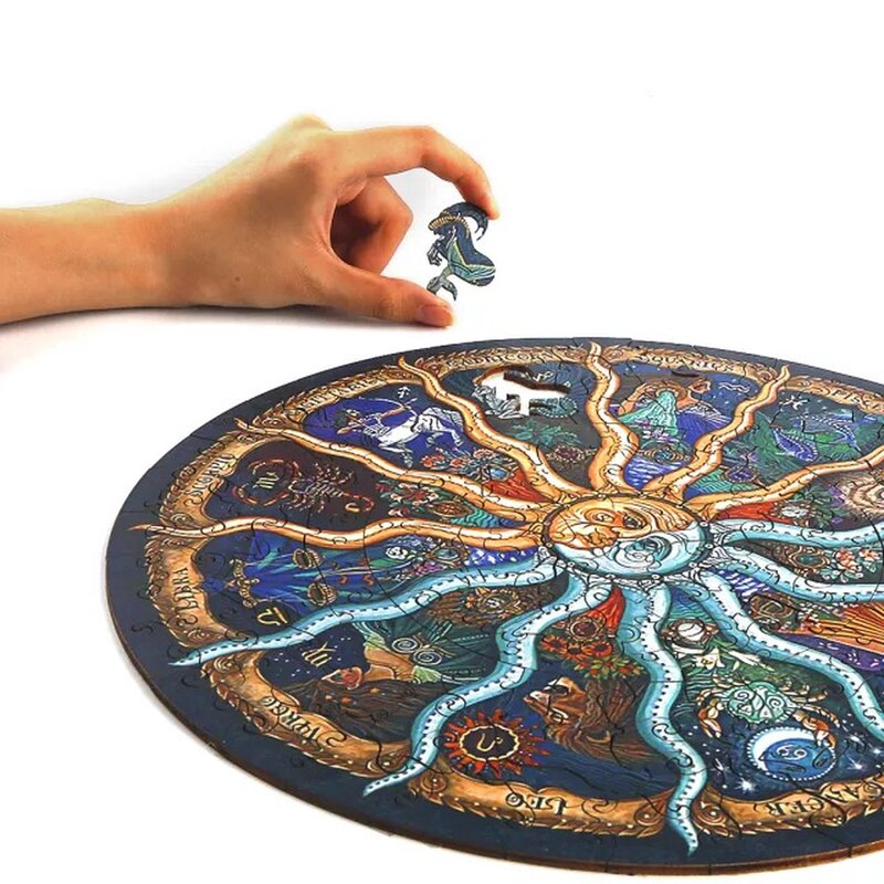 ปริศนาไม้ Constellation จิ๊กซอว์ลึกลับ Zodiac ไม้ DIY หัตถกรรมของขวัญเกมปริศนาสำหรับผู้ใหญ่เด็กของเล่นเพื่อการศึกษา