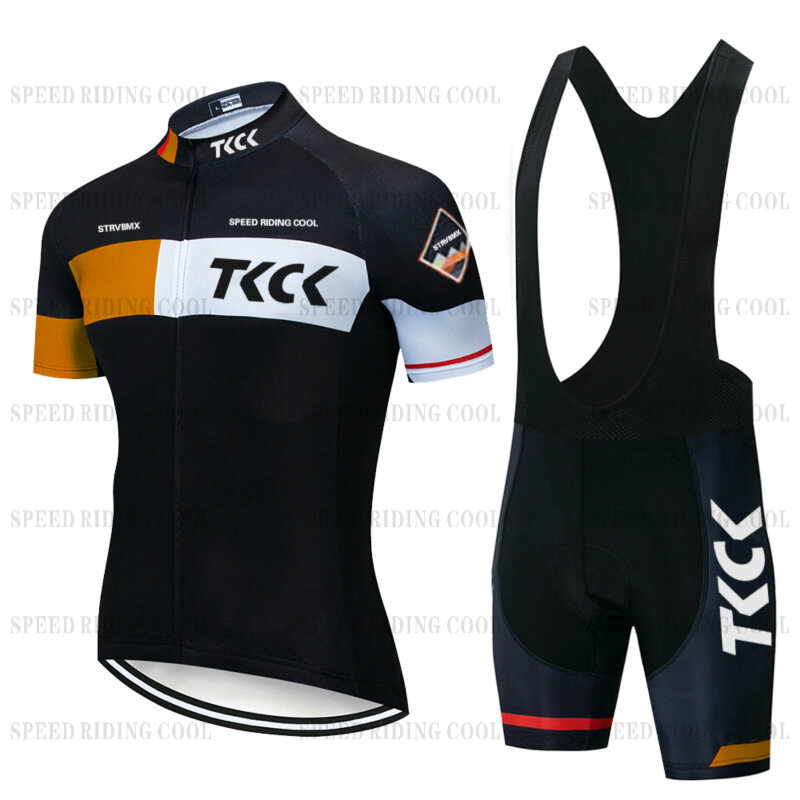 TKCK Set Jersey Bersepeda BMX Sepeda Roupa De Ciclismo Masculino Celana Pendek Bib Bersepeda Kit Jersey Pakaian Wanita Sepeda Tim Olahraga