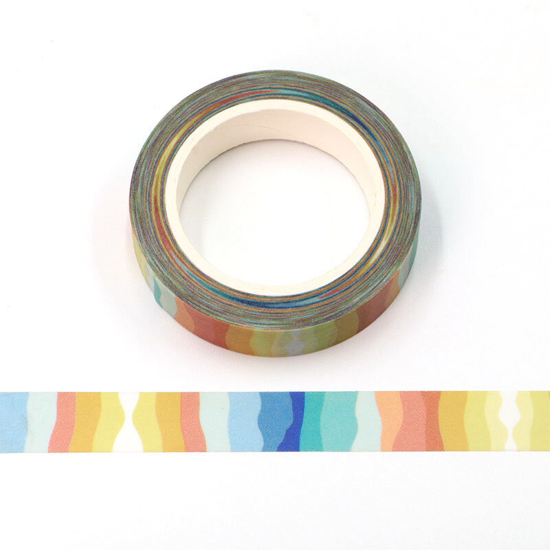 1Pc 15Mm * 10M Kleurrijke Strepen Washi Tape Masking Tapes Decoratieve Stickers Diy Briefpapier Schoolbenodigdheden
