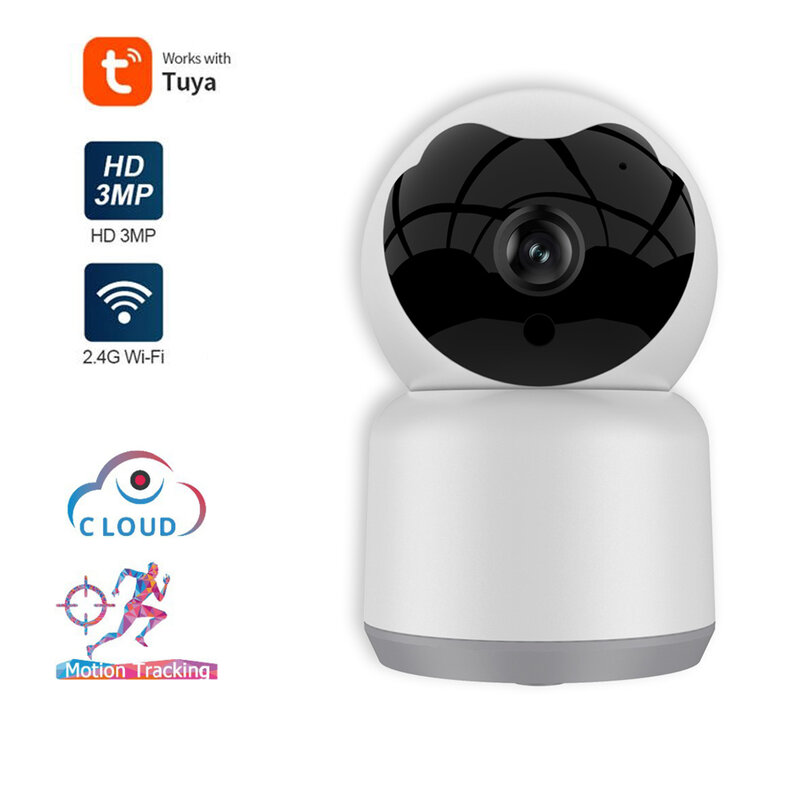 Caméra de Surveillance intelligente Tuya WIFI 3MP, dispositif de sécurité domestique sans fil, Vision nocturne IR, Audio bidirectionnel, CCTV, moniteur pour animaux de compagnie