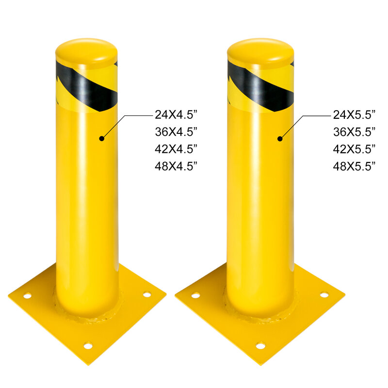 Vevor-bolinha de segurança para área sensível ao trânsito, pino de aço para revestimento em pó amarelo, com 4 parafusos de âncora livre