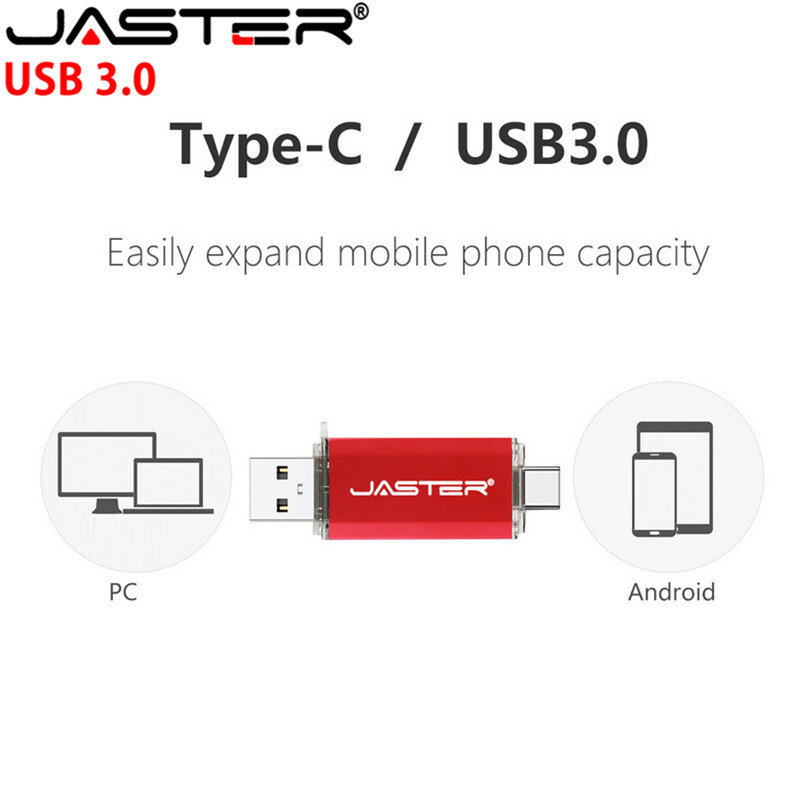 Jaster-memoria USB 3,0 OTG usb flash C para teléfonos inteligentes y PC, unidad flash creativa de metal, 4GB, 8GB, 16GB, 32GB, 64GB, 128GB