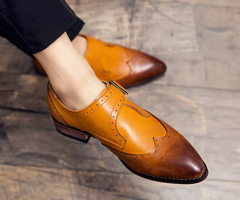 Zapatos De tacón bajo para Hombre, calzado informal De piel sintética, con hebilla y Correa, 4KD171