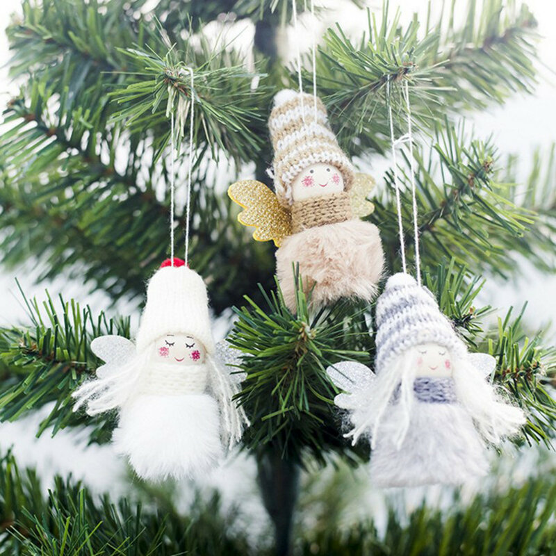 สาวแองเจิลจี้คริสต์มาส Mini น่ารัก Plush แขวนเครื่องประดับ Merry Christmas Tree 2022ใหม่ปีของขวัญตกแต่งบ้าน