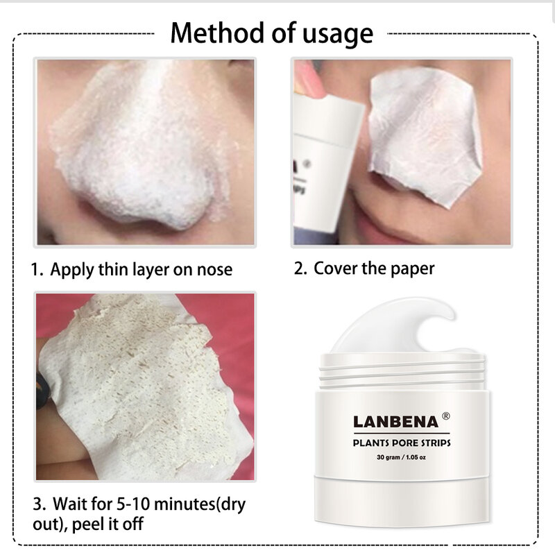 LANBENA 80 Uds removedor de espinillas de papel tiras de nariz limpieza facial profunda cuidado de la piel