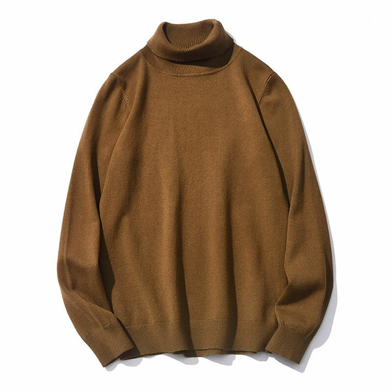 Alta qualidade moda 2021 novo outono inverno suéter masculino quente gola alta casual confortável pulôver grosso suéter masculino