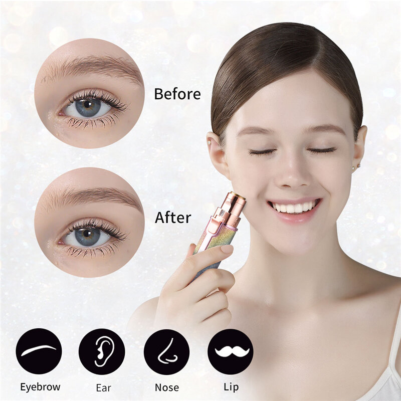 Mini épilateur portable 2 en 1 pour femme, mini rasoir pour sourcils, indolore, pour visage et corps