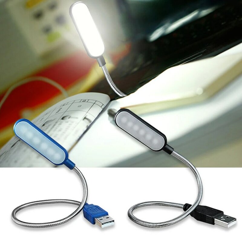 Lámpara de mesa de lectura Flexible y brillante, luz USB portátil, 6 LED, 5V, para banco de energía, portátil, Notebook, PC