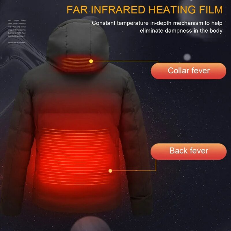 Pakaian Penghangat Ruangan Jaket USB Pria Wanita Musim Dingin Luar Ruangan Pemanas Listrik Jaket Mantel Hangat Termal Pakaian Rompi Panas