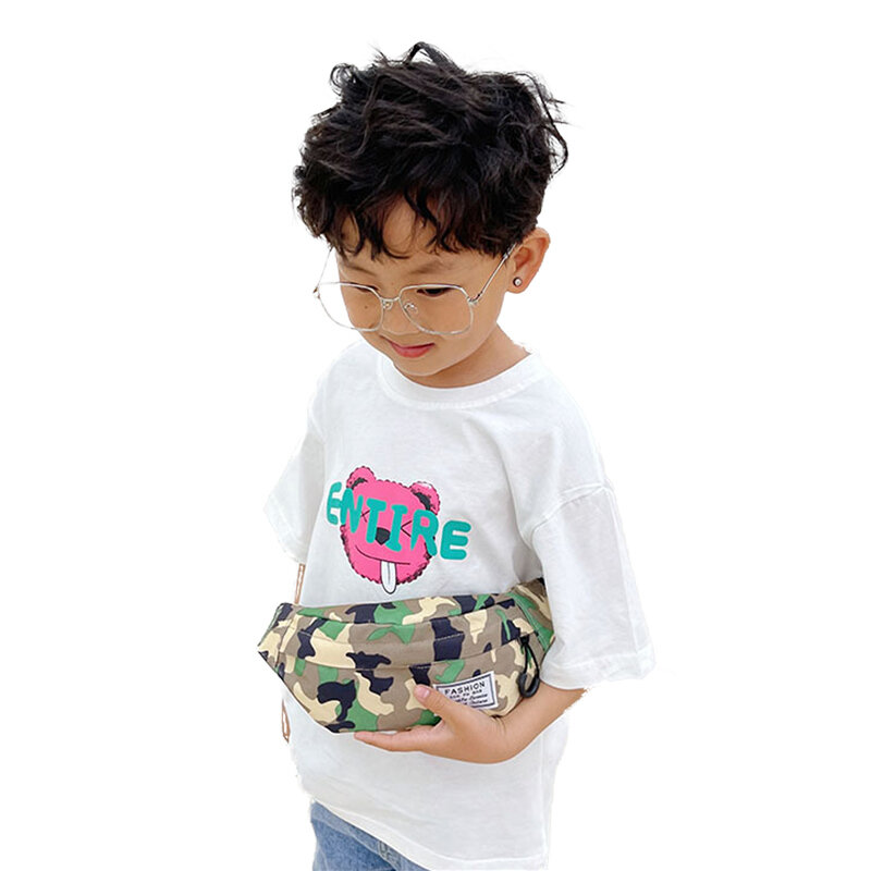 Kids Heuptas Multipurpose Camouflage Print Borst Pakken Messenger Bag Voor Jongens Meisjes Kaki/Bruin/Legergroen/grijs