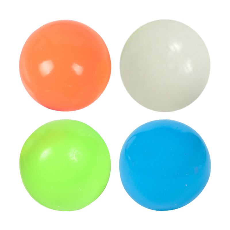45mm Luminescent Stiky Balls Throw at Ceiling Stick Wall Ball Sticky Target Squash Ball  Balls Kids Toys Birthday Gift