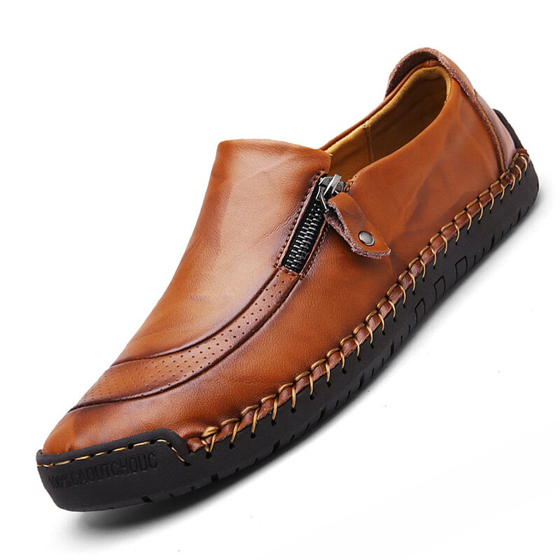 Ngouxm Sepatu Kasual Pria Pantofel Kulit Klasik Buatan Tangan Berkualitas Tinggi Sepatu Sandal Musim Semi Musim Gugur Flat Bersirkulasi