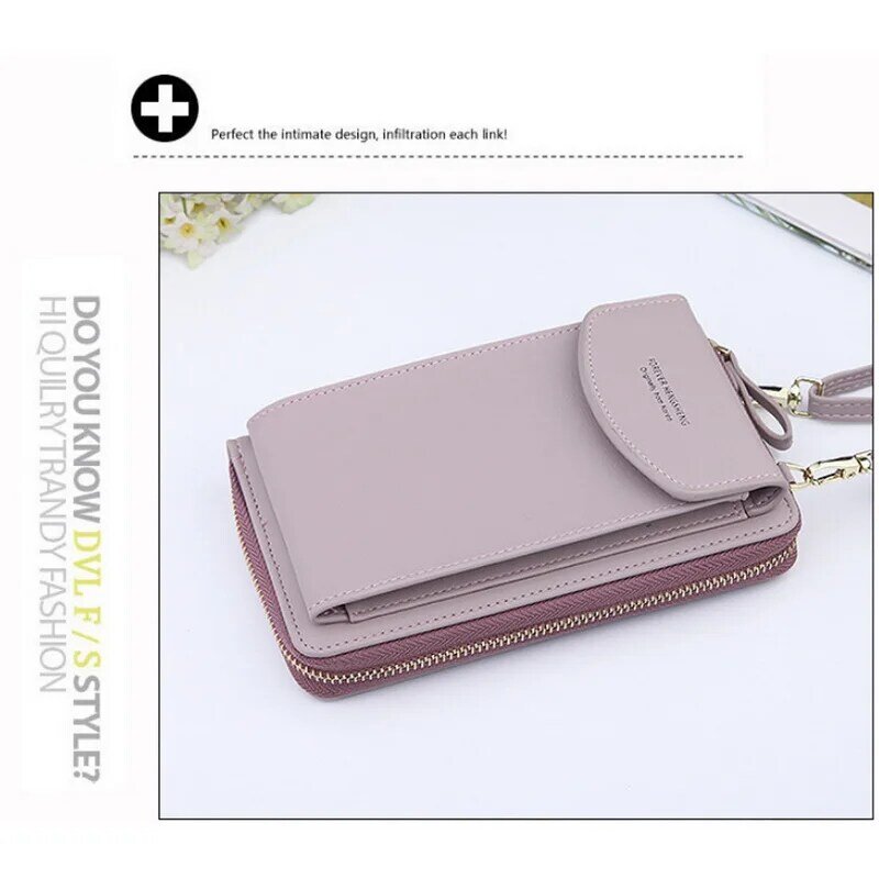 Billetera de mujer multifuncional Diagonal PU, bolso de mano para teléfono móvil, gran capacidad, pasaporte, tarjetero de viaje