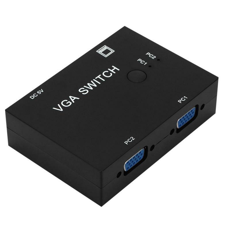 Selector de caja de conmutación de vídeo VGA de 2 puertos 2 en 1 para convertidor de vídeo de PC LCD
