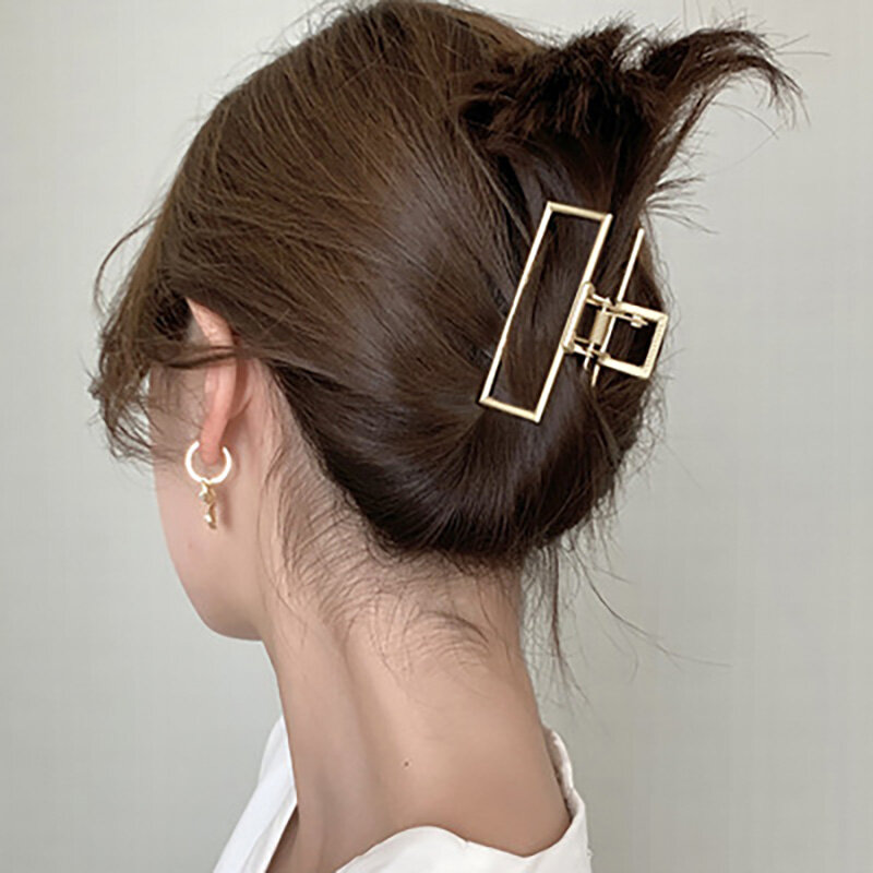 Grande épingle à cheveux géométrique ajourée en métal pour femme, accessoire coréen en alliage, nouvelle collection