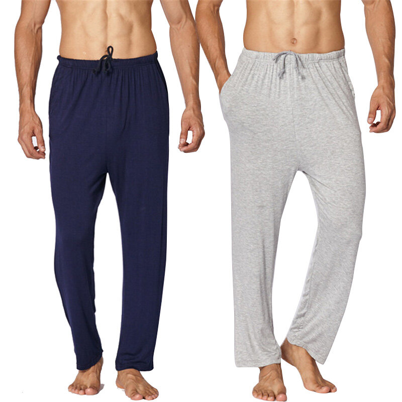 Otoño ropa caliente de los hombres de algodón Modal pijama de pantalones para dormir de talla grande de Yoga Fitness cómodo de hombre Casual casa Pantalones