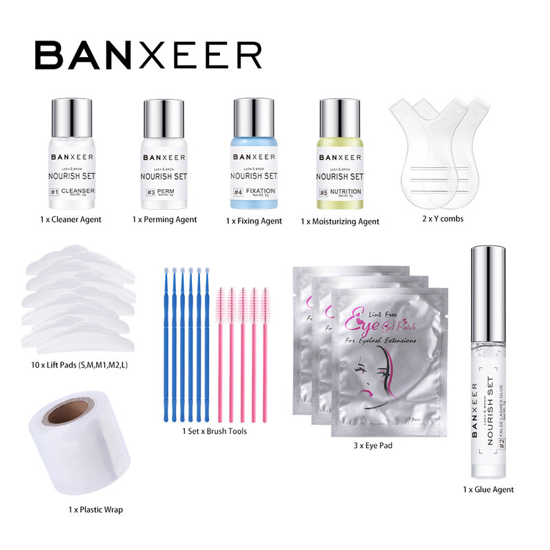 BANXEER Lash&Brow Lift Kit Brow Sculpt 2 IN 1 Eyelash Extension Eyebrow Enhance Styling  For Semi-Permanent Curling Perming