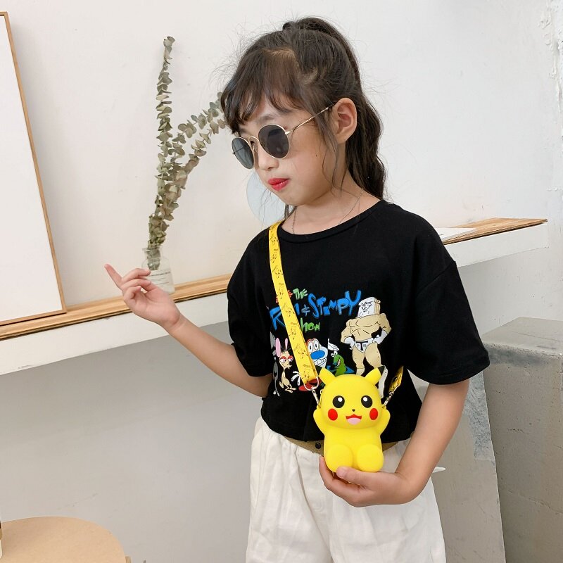 Pokemon Pikachu Cute Silicone Coin Purse Cartoon Kawaii Personality Fashion Anime Figures Shoulder Bag Toys For Children Gifts