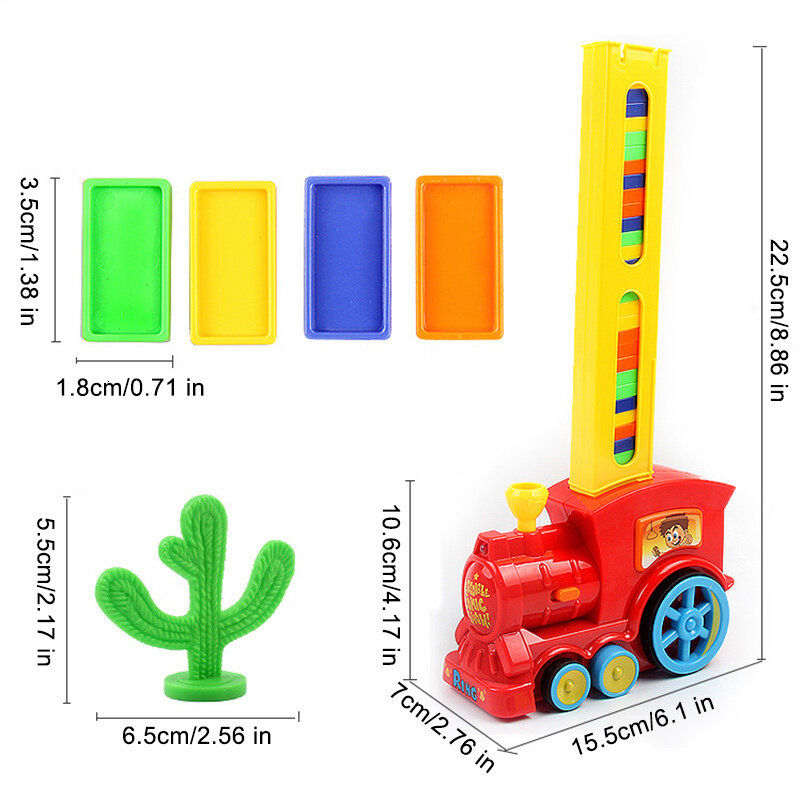 Ensemble de jouets de Train Domino, modèle de Train électrique de rallye avec 60 pièces colorées, blocs de construction, voiture, camion, véhicule à empiler