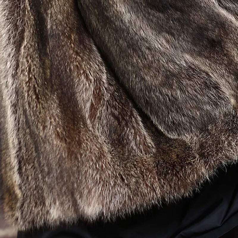 Holyrising Musim Dingin Pria Mantel Panjang dengan Besar Bulu Kerah Tebal Jaket Palsu Raccoon Bulu Jaket Pria Bulu Parka Hangat mantel Cocok Rusia