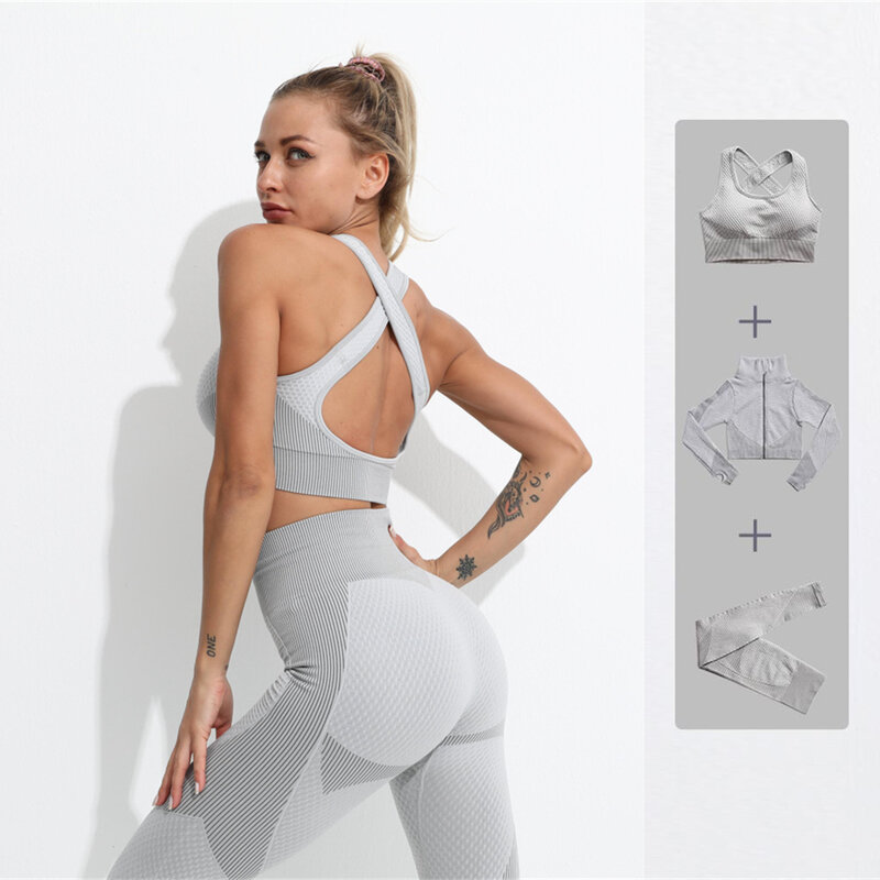Yoga Sets Women Fitness Sportswear Seamless Women's Suit Outfit Long Sleeve Yoga Clothing Female Sport Gym Wear Running Clothes