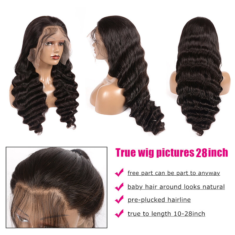 30 Inch Malaysian Loose Deep Wave Wig 13x6 Lace Front Human Hair Wigs For Women180 Density Remy 4x4 5x5 6x6 Lace Closure Wig