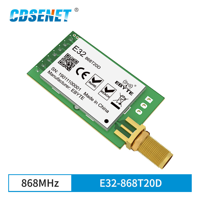 Беспроводной модуль трансивера CDSENET E32-868T20D работает на частоте 862-893 МГц с технологией широкого спектра LoRa