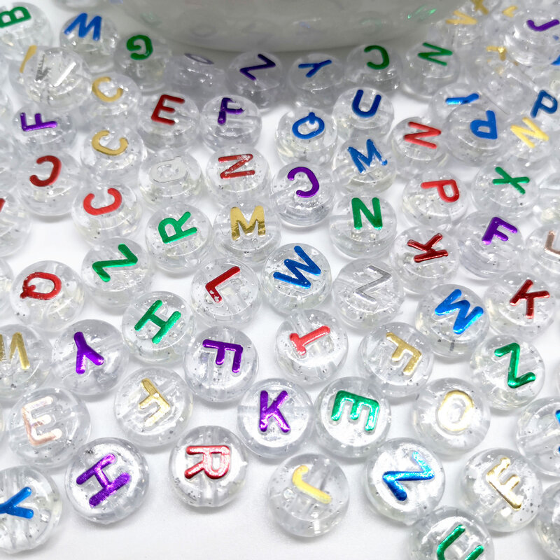 Mix literek akrylowe koraliki okrągłe płaskie koraliki dystansowe luzem alfabet koraliki do tworzenia biżuterii Handmade Diy bransoletka akcesoria naszyjnikowe