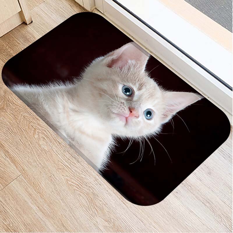 Anti-Slip Flanell Teppich Tür Matte Nette Katze Muster Einfach Sauber Fußmatte Outdoor Küche Wohnzimmer Boden Teppich 1pc 40*60cm