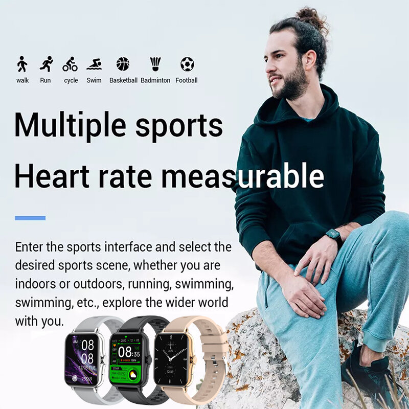 Novo relógio inteligente masculino e feminino, smartwatch esportivo com medição de pressão arterial e sono, rastreador de exercícios, android, ios, pedômetro, 2021