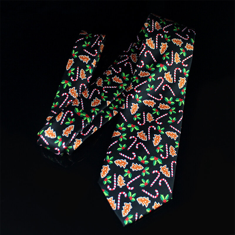 KAMBERFT qualité cravates de noël pour hommes 9cm concepteur flocon de neige arbre Animal nouveauté vacances imprimé cravate et pince à cravate ensembles