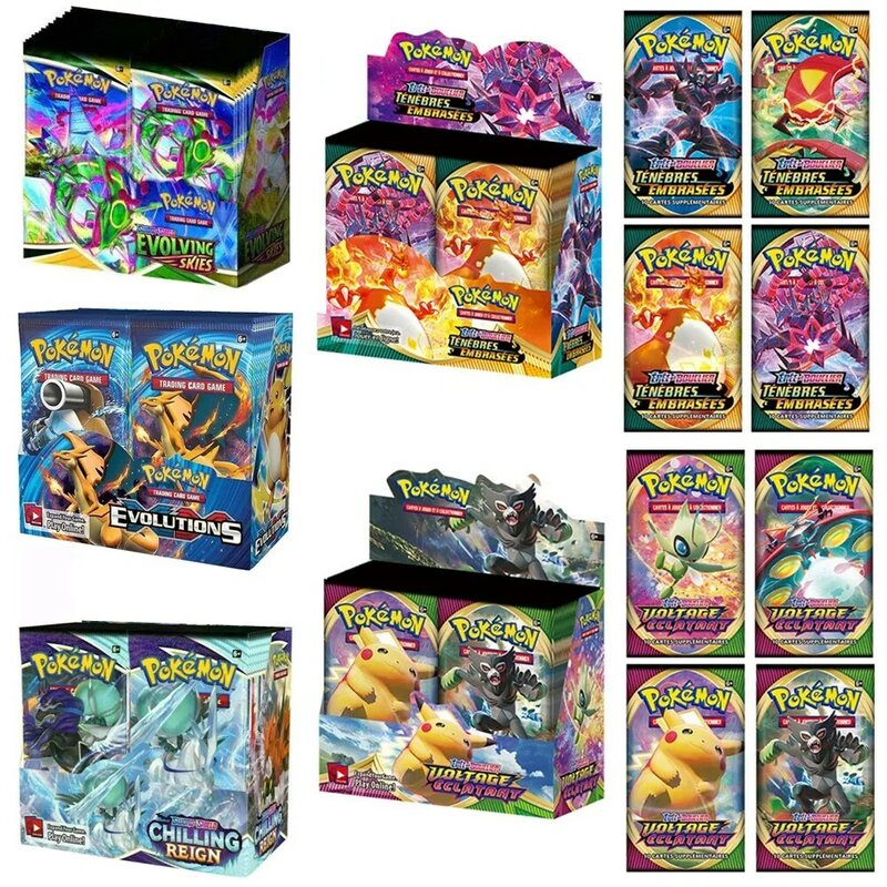 324 Buah Kartu Pokemon Semua Seri TCG: Sun & Moon Series Evolutions Booster Box Koleksi Kartu Perdagangan Pokemon Permainan Mainan Anak-anak