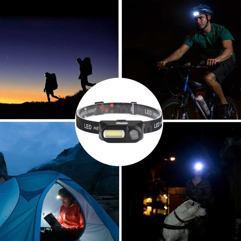 ZHIYU Portable Mini Head Lamp Q5 + COB LED Headlight Double Switch 6 Modes USB Rechargeable 18650 Headlight Suitable For Camping