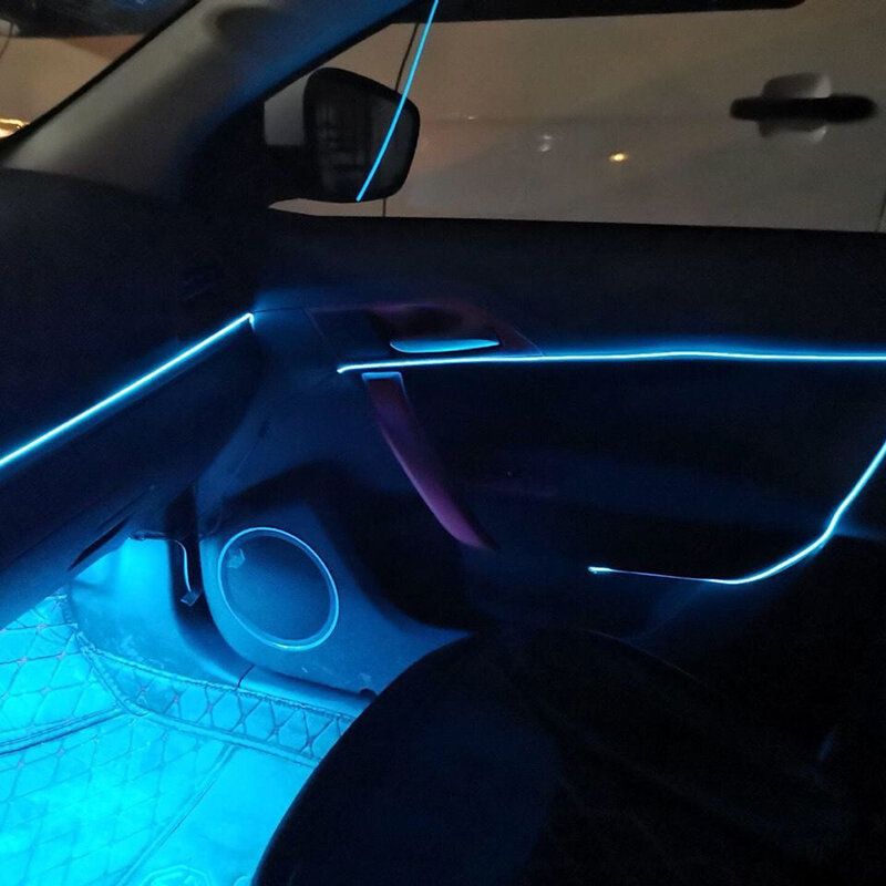 車のネオンel ledライトインテリア照明花輪elワイヤーロープチューブ周囲のledストリップ装飾柔軟なチューブ色オートled