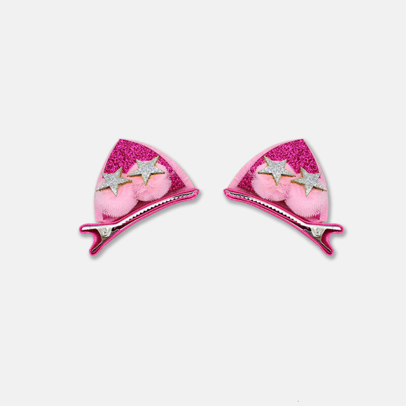 2 Buah/Set Klip Rambut Cantik Payet Berkilau untuk Anak Perempuan Aksesori Rambut Jepit Kelinci Telinga Kucing Glitter BUNGA Pelangi