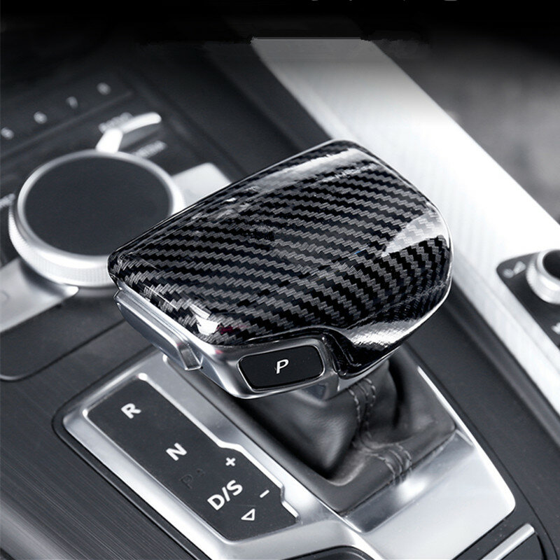 Hiasan Mobil untuk Audi A4 B9 A5 A6 C7 S6 A7 A7 Q5 Pegangan Gigi Penutup Bingkai Kepala Aksesori Interior Stiker Serat Karbon
