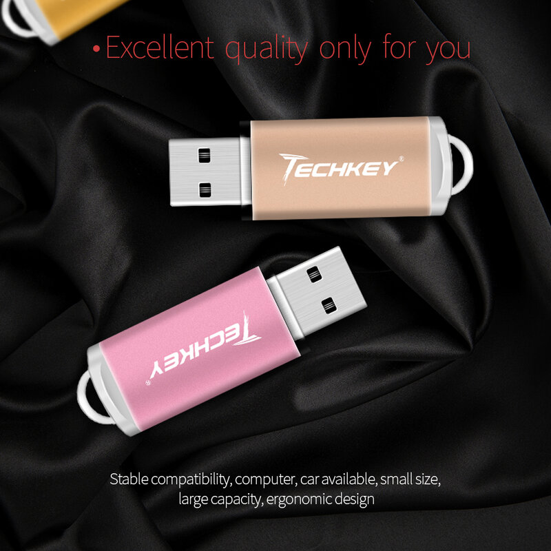 신제품 usb 플래시 드라이브 Techkey 매탈 저장장치, 64gb 32gb 8gb 4gb Pendrive 컬러풀 cle 256GB 고품질 메모리 스틱