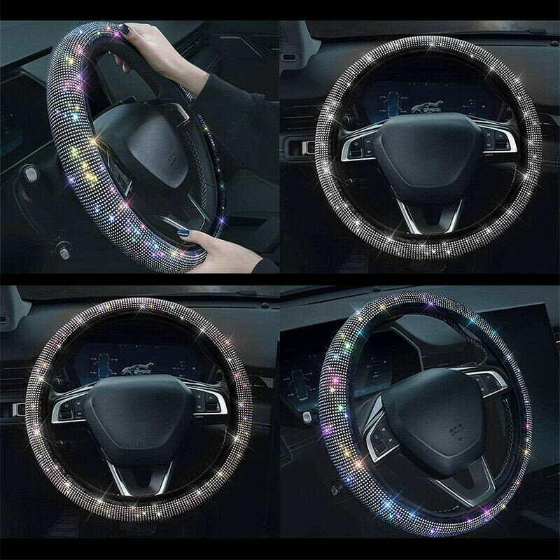 Cubierta de cristal para volante de coche, accesorios de decoración de diamantes de imitación
